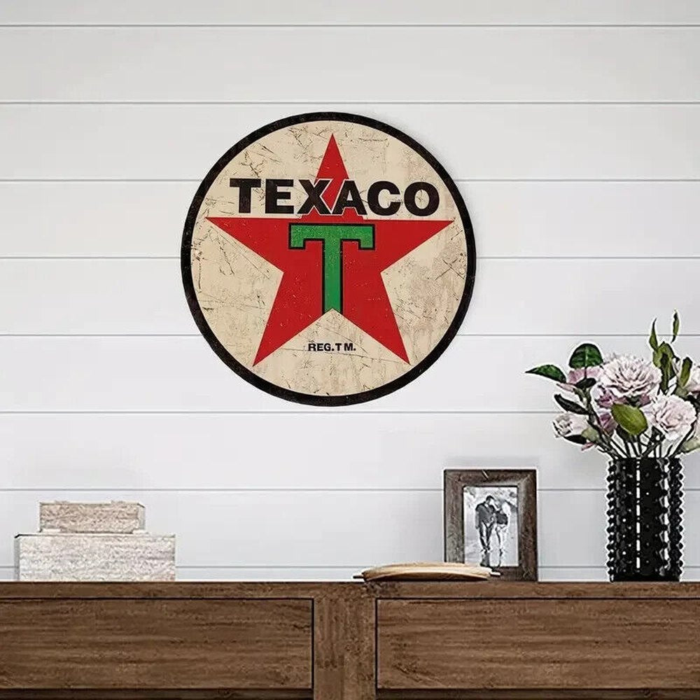 Texaco Red Star Gasoline Oil Vintage Style Novelty 12" Round Metal Sign NEW! Home & Garden:Home Décor:Plaques & Signs Style Your Walls